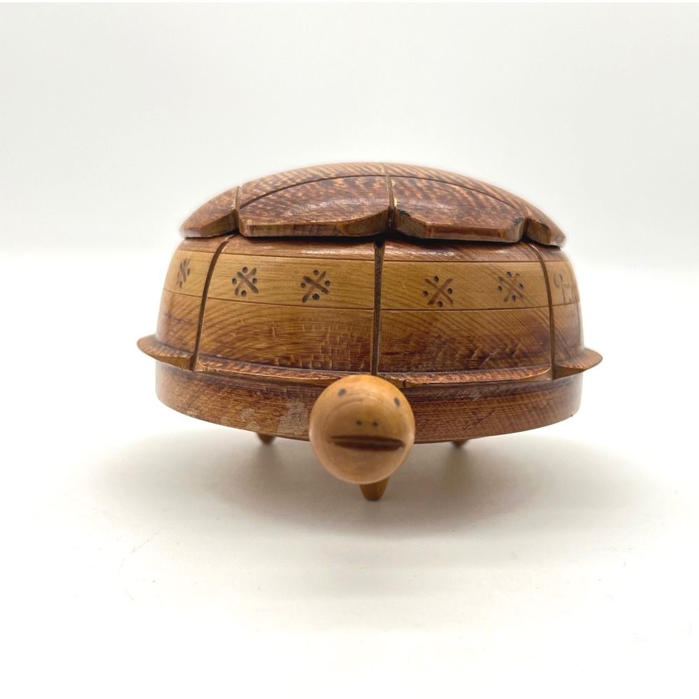 Vintage Wooden Turtle Trinket‎ Box Hand Carved Souvenir Puerto Mont